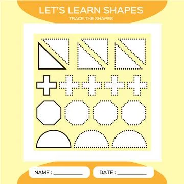 Triangle. Cross. Octagon. Semicircle. Basic geometric shapes for children. Learn Stock Illustration