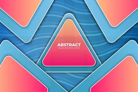 Triangle Cute Gradient Orange and Blue Background with Wavy Lines Stock Illustration