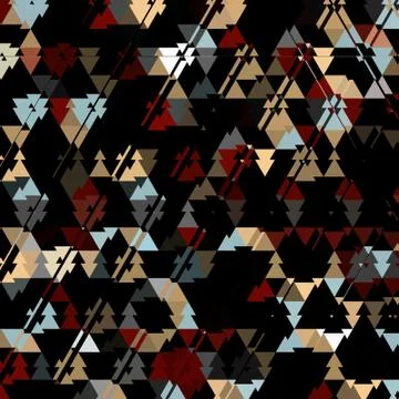 Triangle dark camouflage pattern, colorful triangles on dark background Stock Illustration