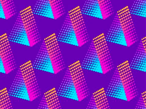Triangle of dots with gradient. Pop art style, dotted. Vector illustration 스톡 일러스트