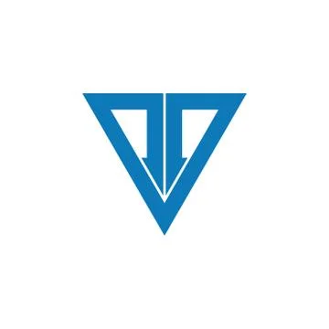 Triangle down arrow geometric line logo vector Stock Illustration