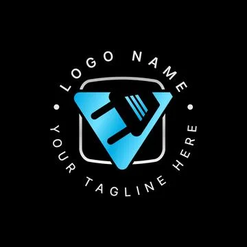 Triangle electric plug square line flash electric thunder service alert brand Stock Illustration