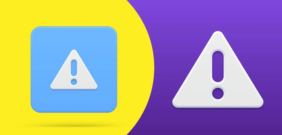 Triangle with exclamation point simple 3d icon button set vector illustration 스톡 일러스트