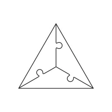 Triangle figure from three jigsaw puzzle vector pieces Stock Illustration