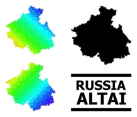 Triangle Filled Rainbow Map of Altai Republic with Diagonal Gradient イラスト素材