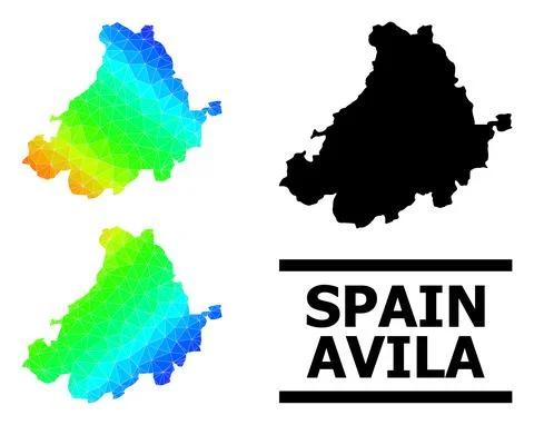 Triangle Filled Rainbow Map of Avila Province with Diagonal Gradient イラスト素材