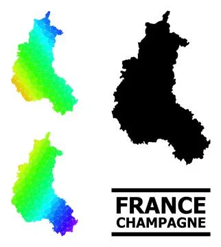 Triangle Filled Rainbow Map of Champagne Province with Diagonal Gradient Ilustración de archivo