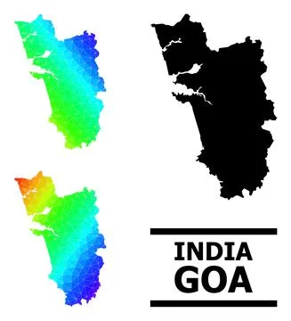 Triangle Filled Rainbow Map of Goa State with Diagonal Gradient Stock Illustration