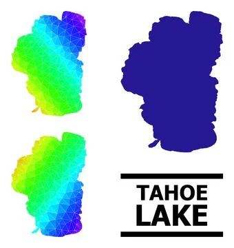 Triangle Filled Rainbow Map of Tahoe Lake with Diagonal Gradient Illustrazione stock