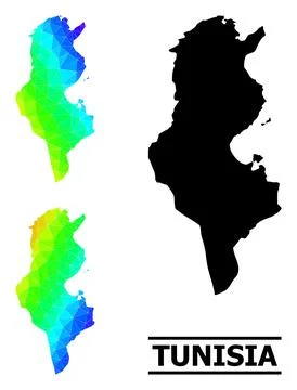 Triangle Filled Rainbow Map of Tunisia with Diagonal Gradient Illustrazione stock