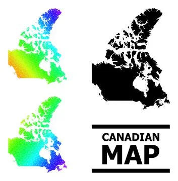 Triangle Filled Spectral Colored Map of Canada with Diagonal Gradient Stock Illustration