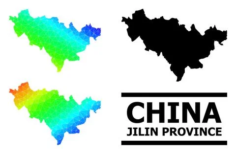 Triangle Filled Spectral Colored Map of Jilin Province with Diagonal Gradient イラスト素材
