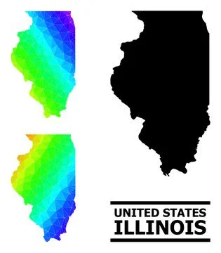 Triangle Filled Spectral Colored Map of Illinois State with Diagonal Gradient Illustrazione stock