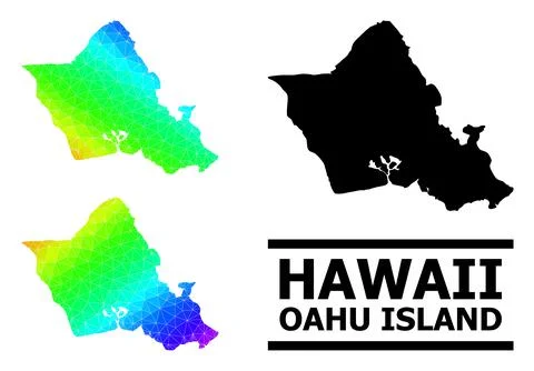 Triangle Filled Spectral Colored Map of Oahu Island with Diagonal Gradient イラスト素材