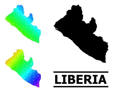Triangle Filled Spectral Colored Map of Liberia with Diagonal Gradient イラスト素材