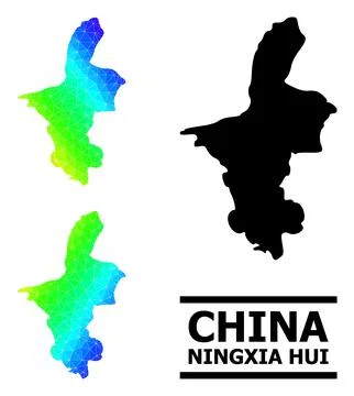 Triangle Filled Spectral Colored Map of Ningxia Hui Region with Diagonal Stock Illustration