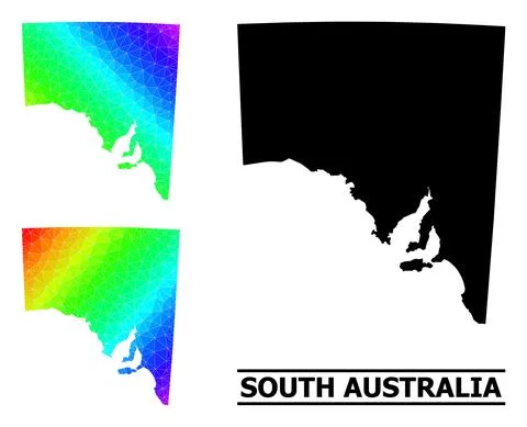 Triangle Filled Spectral Colored Map of South Australia with Diagonal Gradient Stock Illustration