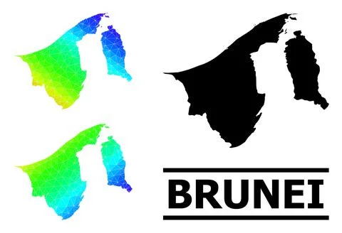 Triangle Filled Spectrum Map of Brunei with Diagonal Gradient Stock Illustration