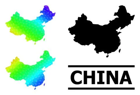 Triangle Filled Spectrum Map of China with Diagonal Gradient Illustrazione stock