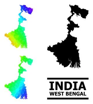 Triangle Filled Spectrum Map of West Bengal State with Diagonal Gradient Stock Illustration