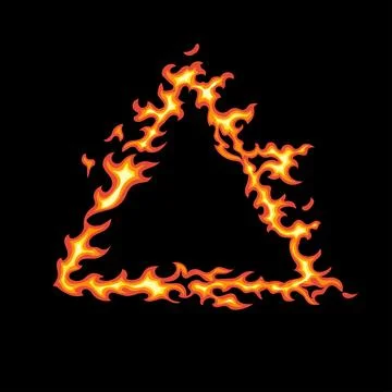 Triangle of fire isolated on black background Stock Illustration