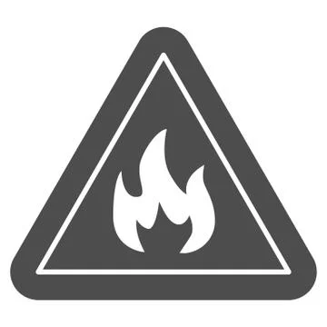 Triangle with fire symbol solid icon. Flammable caution sign glyph style Stock Illustration