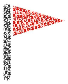 Triangle Flag Collage of Dollar and Dots 스톡 일러스트