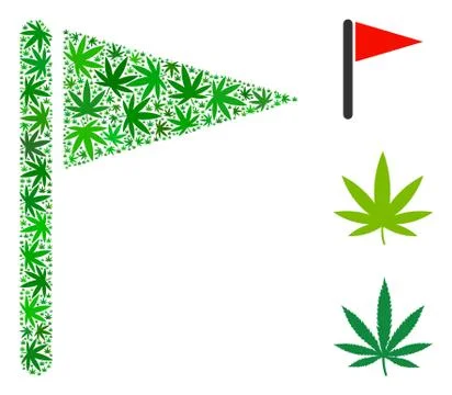 Triangle Flag Collage of Weed Leaves Stock Illustration