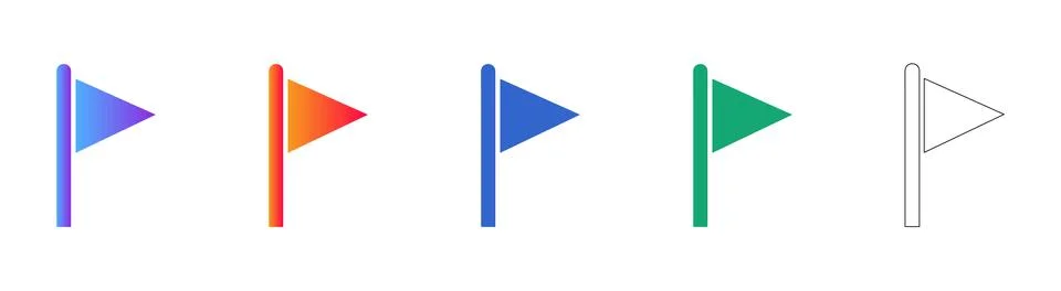 Triangle Flag Marker Icon Set for Navigation Stock Illustration