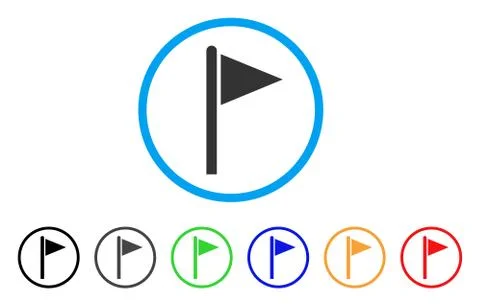 Triangle Flag Pointer Rounded Icon Stock Illustration