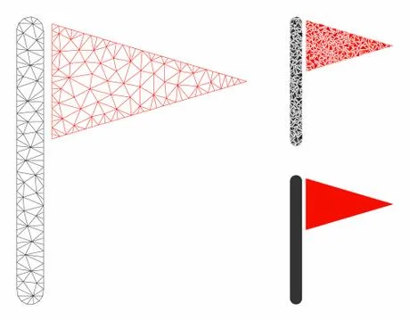 Triangle Flag Vector Mesh Carcass Model and Triangle Mosaic Icon Stock Illustration