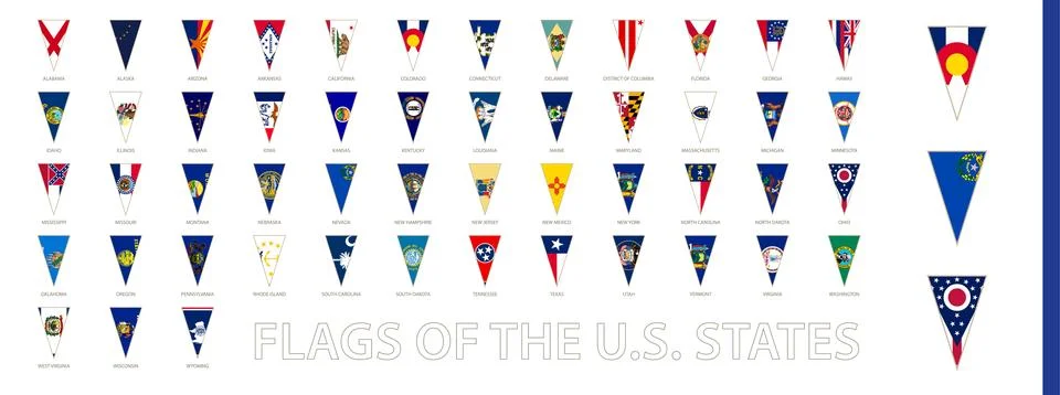 Triangle flag vertical icon, flags of the US States. Illustrazione stock