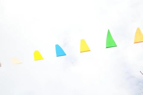 Triangle flags on line and white background. Stock Photos