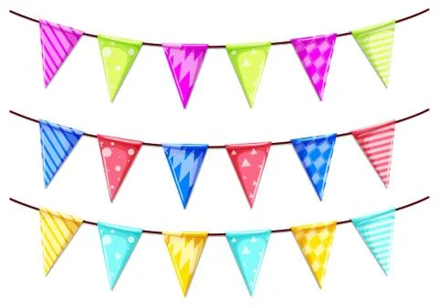 Triangle flags on the strings Illustration