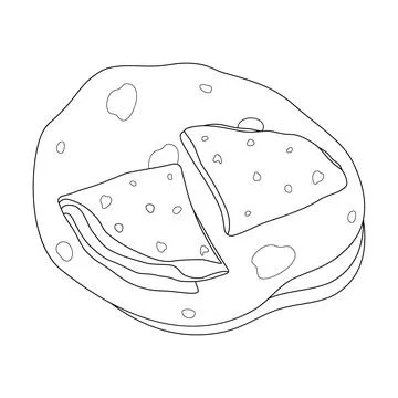 Triangle folded and unfolded cornmeal tortillas. Traditional Latin American Stock Illustration