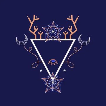 Triangle frame with witchcraft elements. Design with mysterious dark magic pl 스톡 일러스트