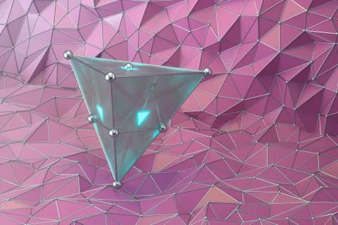 Triangle gem with triangle background, 3d rendering. Stock Illustration
