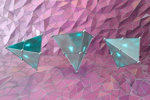 Triangle gem with triangle background, 3d rendering. Stock Illustration