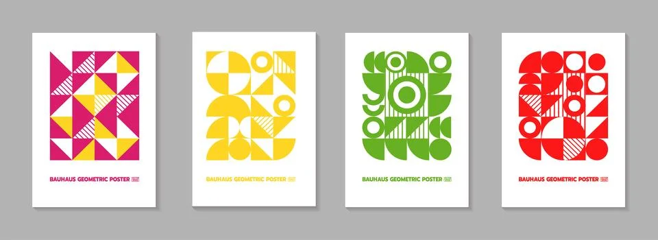 Triangle geometric patterns. Abstract circle, line bauhaus shapes, modern g.. Stock Illustration