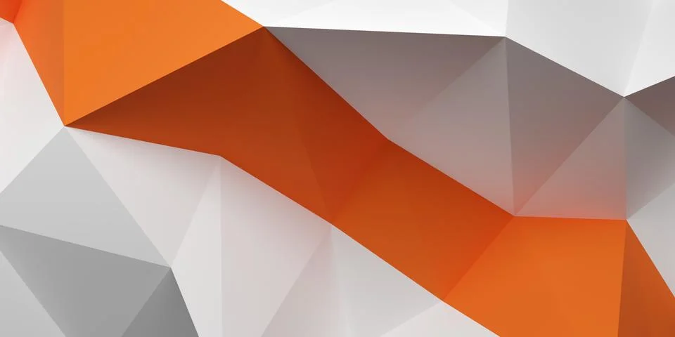 Triangle geometric polygon abstract white background pattern with orange band Stock Illustration