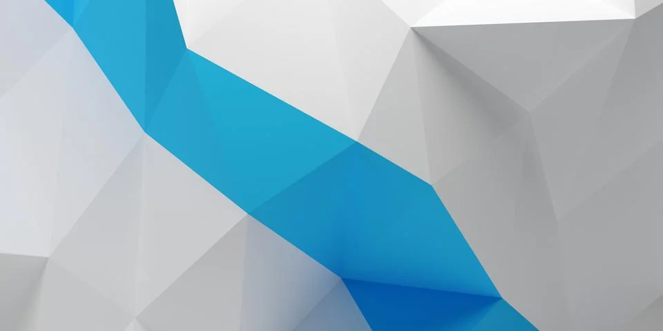 Triangle geometric polygon abstract white background pattern with blue band Stock Illustration