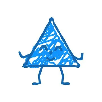 Triangle geometric shape character icon doodle illustration Stock Illustration