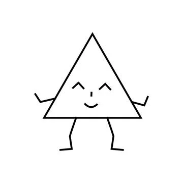 Triangle geometric shape character line icon vector illustration 库存插图