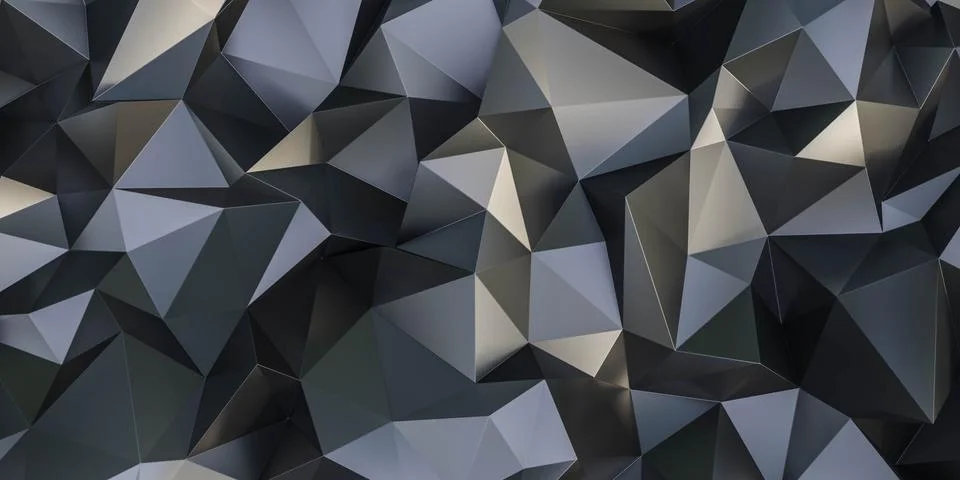 Triangle geometric shape pattern with dark metal surface 3d render illustration Stock Illustration