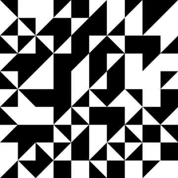 Triangle geometric shapes pattern. black and white Stock Illustration