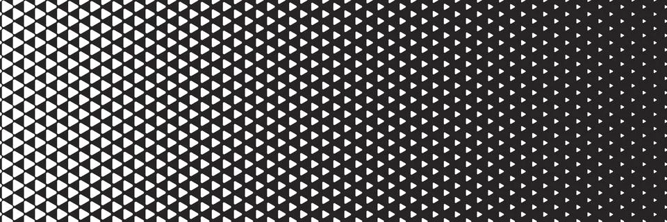 Triangle halftone dots effect in black and white color. Halftone effect. Stock Illustration