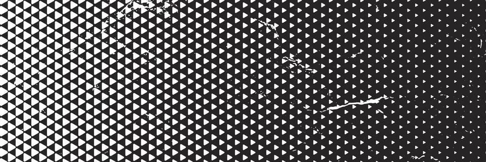 Triangle halftone retro dots effect in black and white color. Halftone effect Stock Illustration
