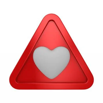 Triangle with heart on white background. Isolated 3D illustration 스톡 일러스트