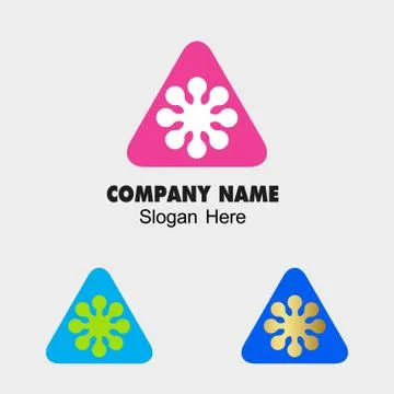 Triangle icon with flower symbol Stock Illustration