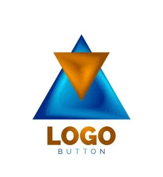 Triangle icon geometric logo template. Minimal geometrical design, 3d geometric Stock Illustration